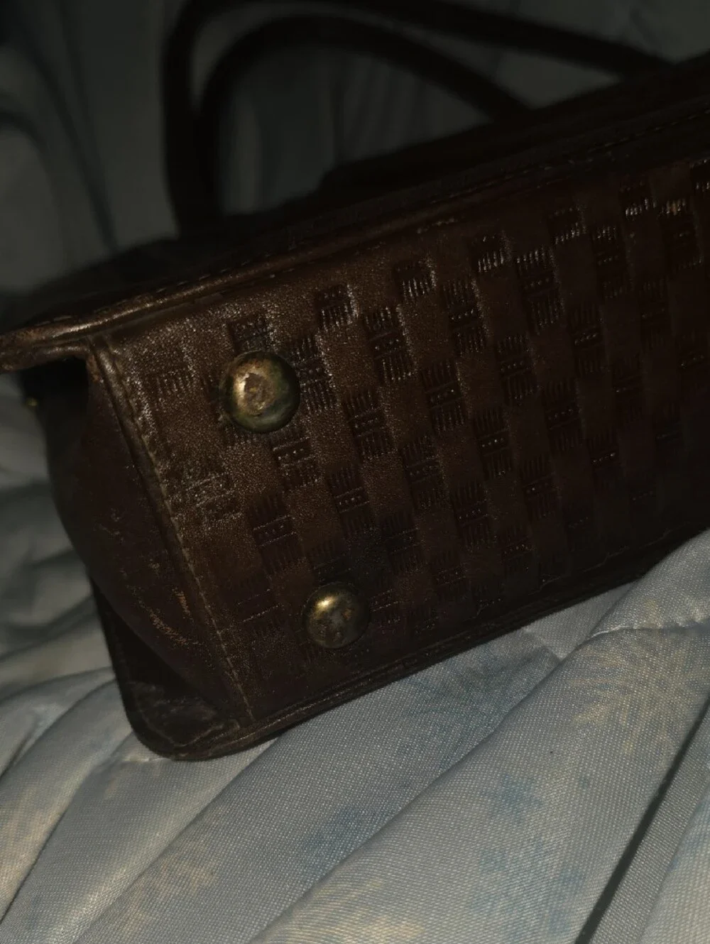 Classic Brown Embossed Leather Tote Bag. Top Knotch, Handcrafted, Purchased In T